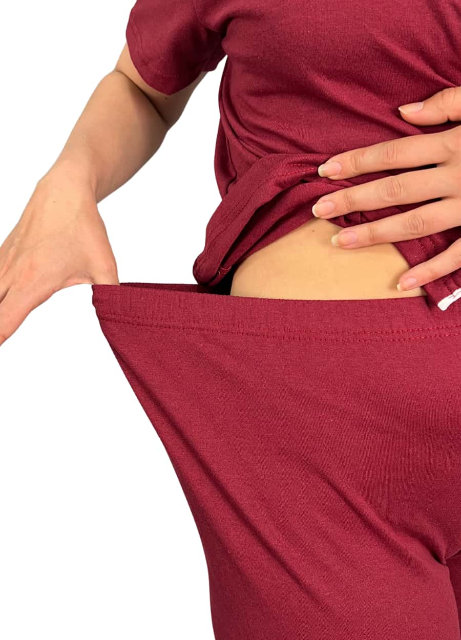 Bordo Düğmeli Kısa Kol Beyaz Çizgili Pijama Takımı