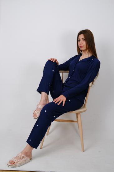  BAMBU LACİVERT PİJAMA TAKIM